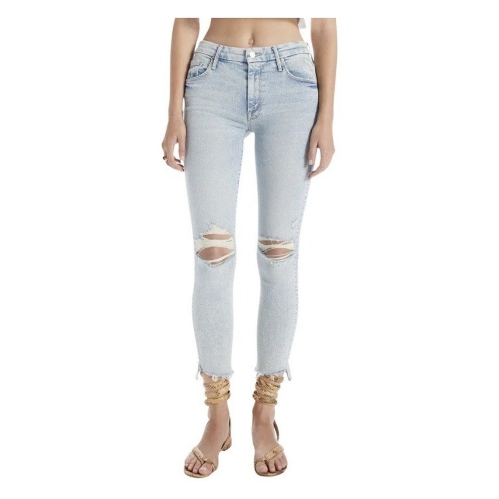 Mother Jeans The Stunner Ankle Fray Light Denim Dreamer Sz 30 Excellent Conditio